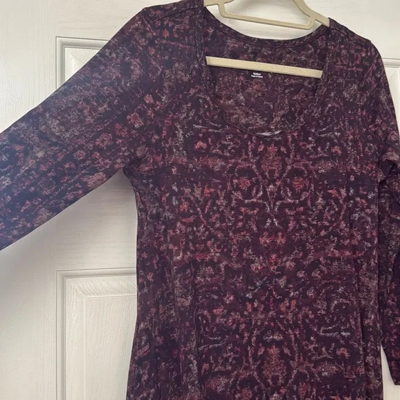 Soft Surroundings Burgundy Long Sleeve Maxi Dress - Picture 3 of 7